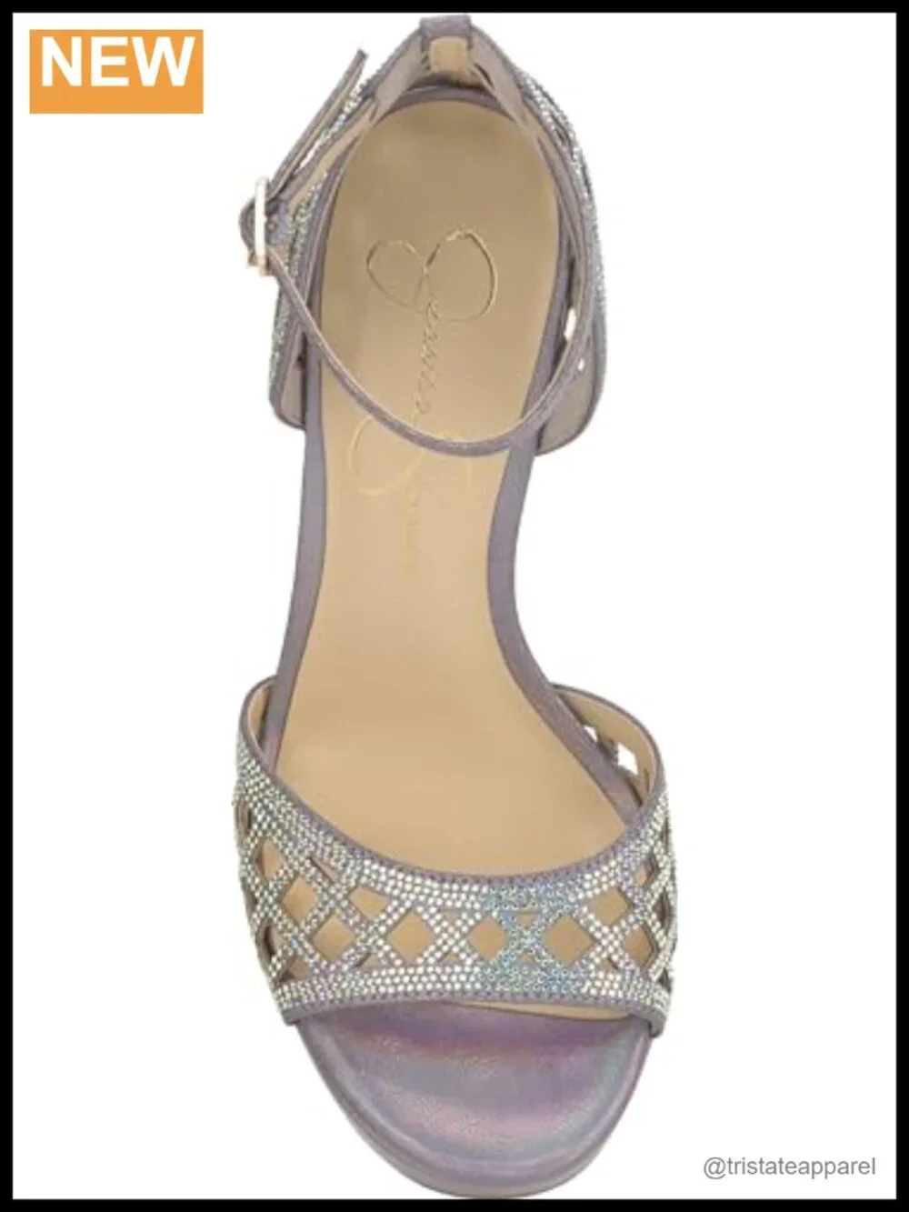 Embellished Platform Stiletto Sandals Rhinestone Ankle Strap Formal